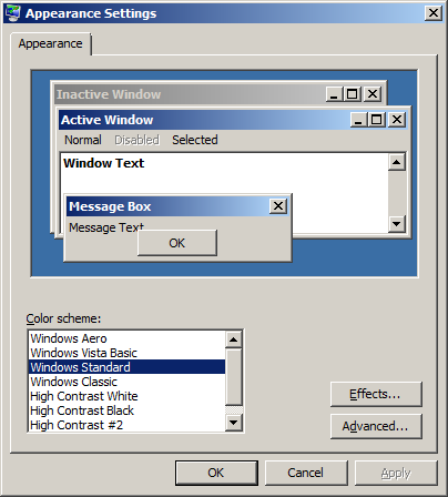 Изменение темы Windows 2008